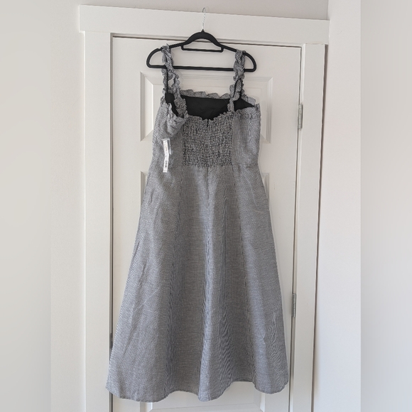 ANTONIO MELANI Black And White Gingham Maxi Dress with Ruffle Straps Size 12 - Picture 4 of 9